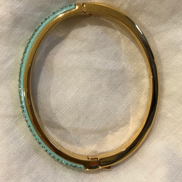 J Crew Gold/Aqua Crystal Bangle - Picture 3 of 4